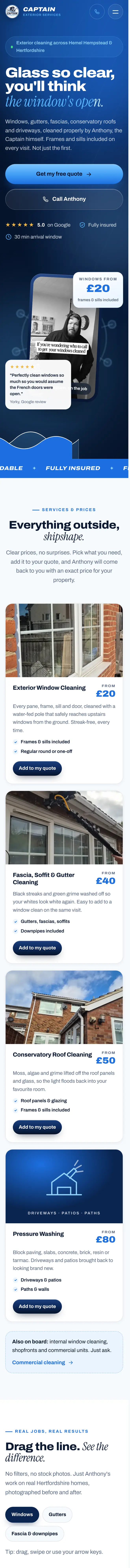 Captain Exterior Services website